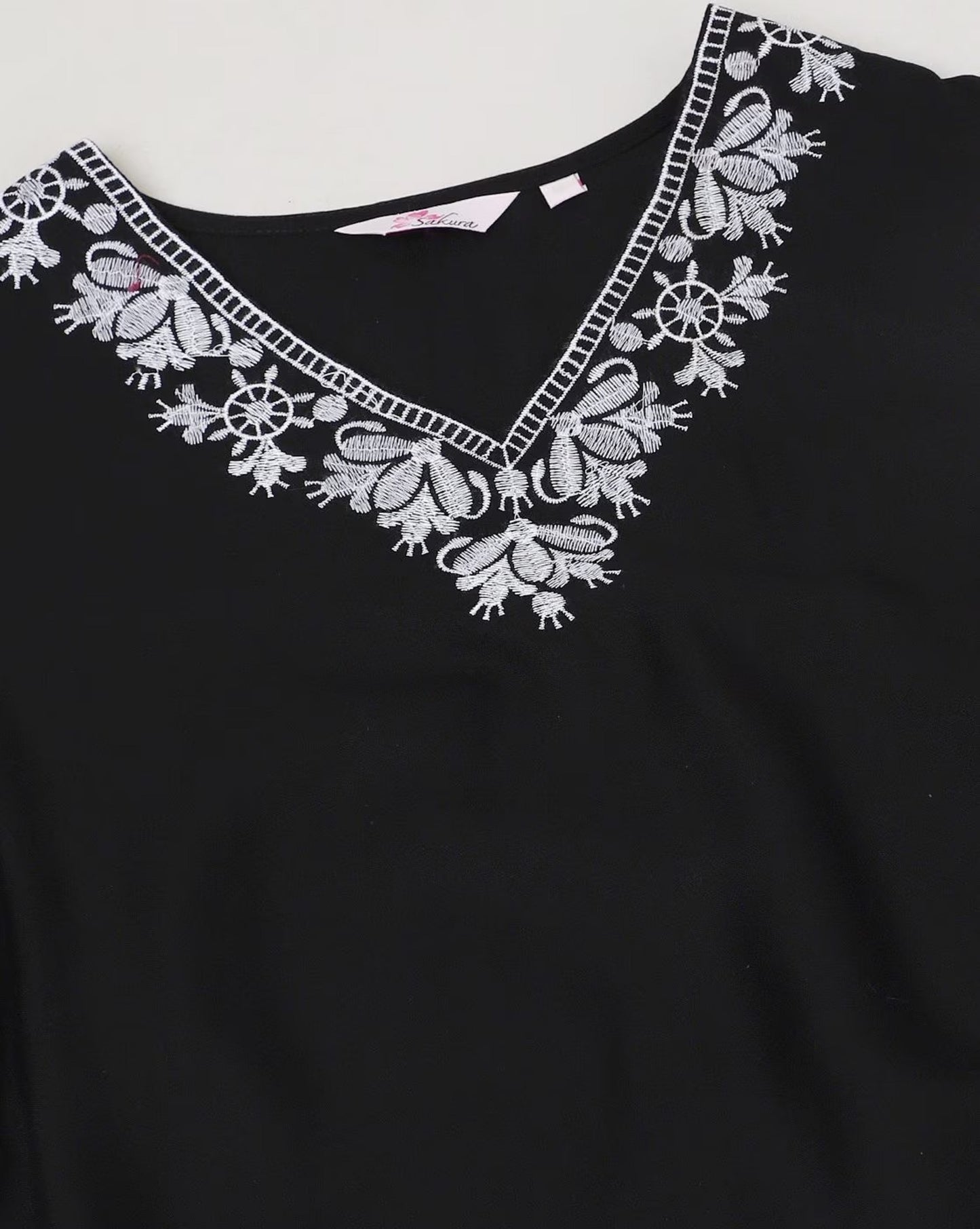 Embroidered V-Neck A-Line Kurta