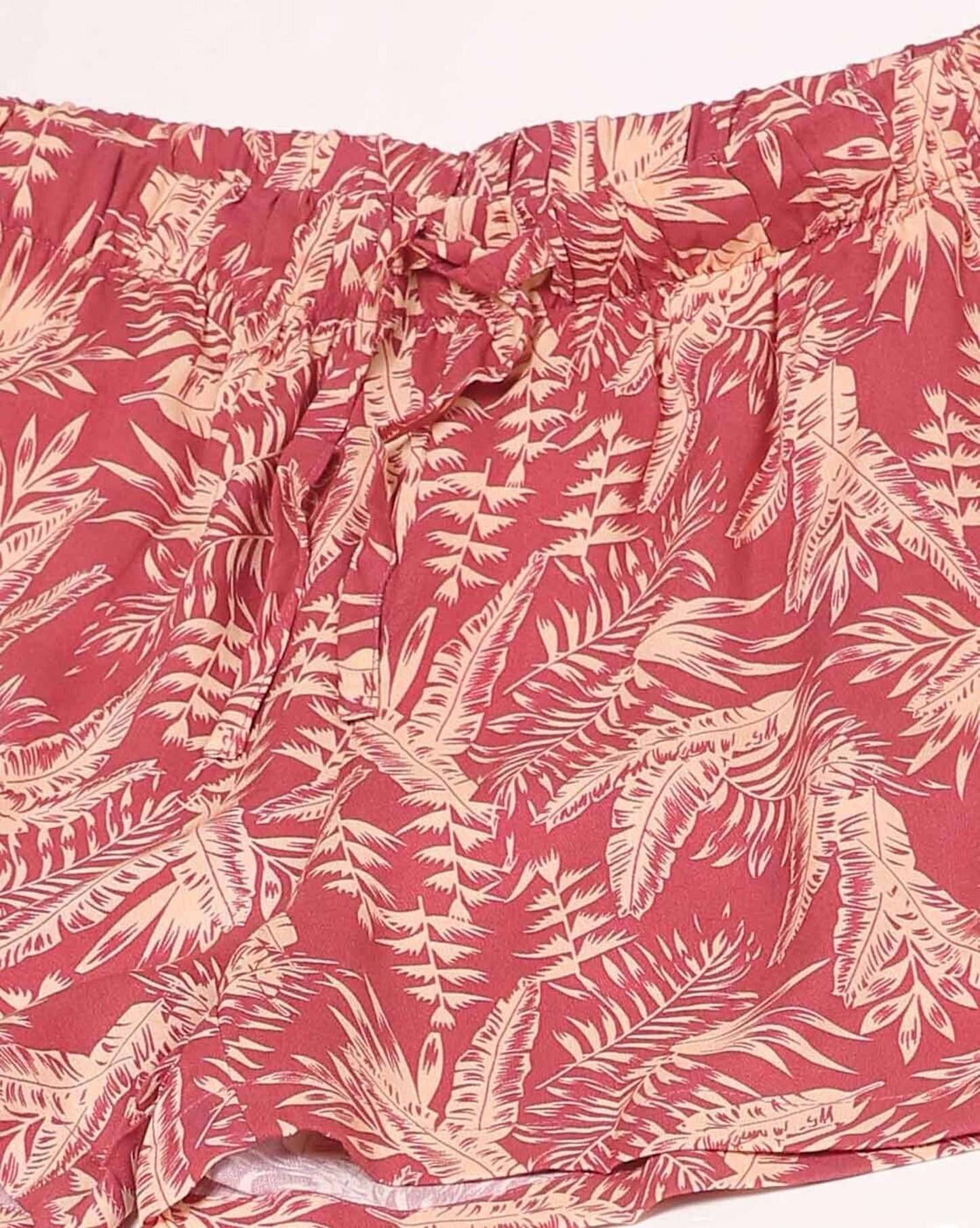Leaf Printed Shorts with Elasticated Waist
