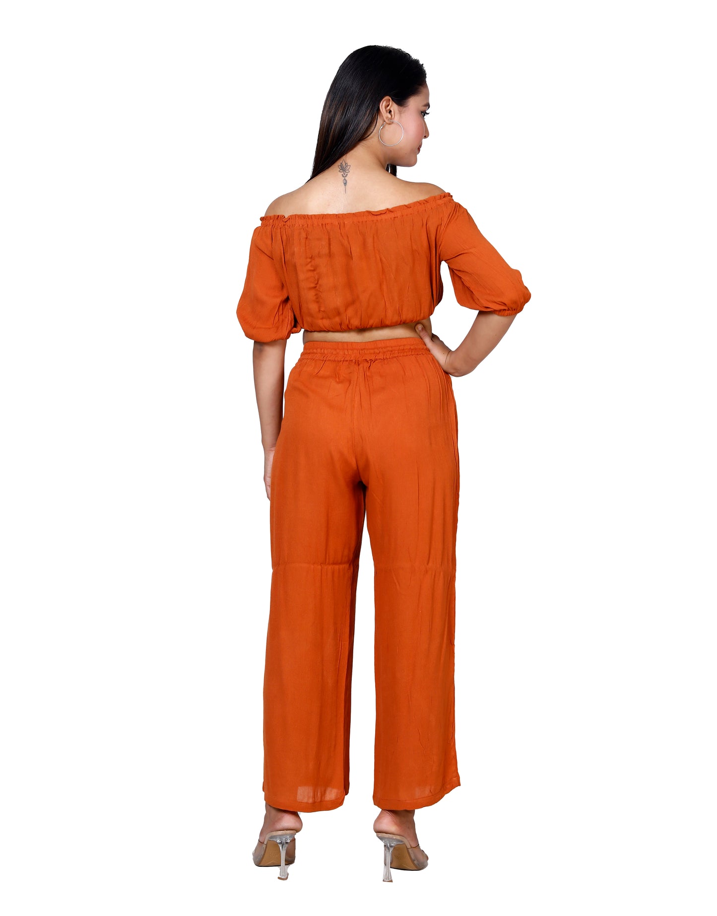 Sakura Rust Off-Shoulder Co-ords Two-Piece Set