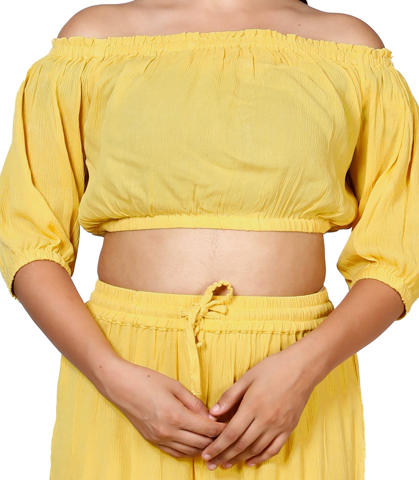 Sakura Yellow Off-Shoulder Co-ords Two-Piece Set