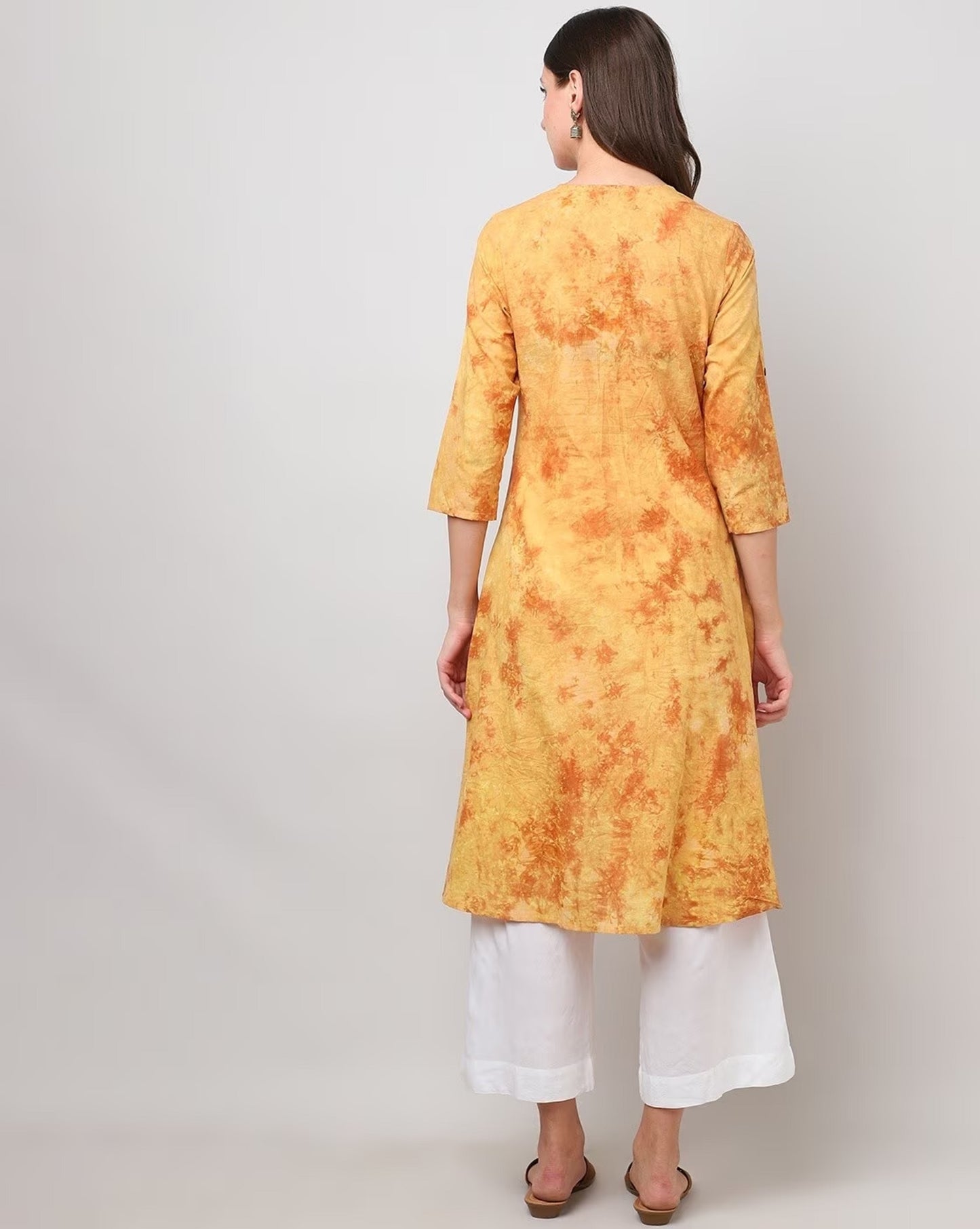 Tie & Dye Round-Neck A-Line Kurta