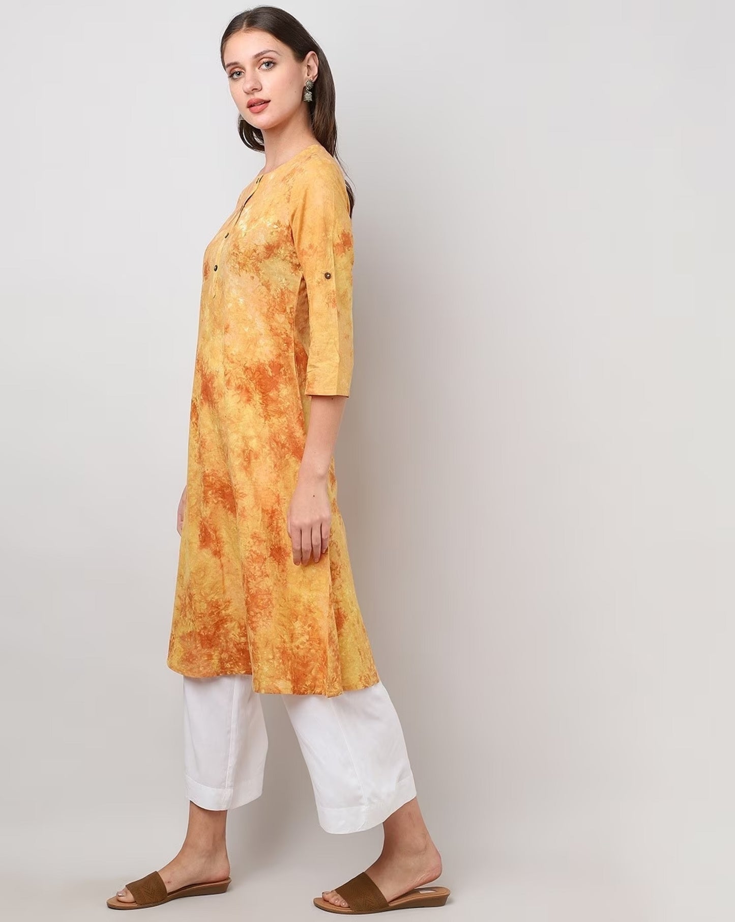 Tie & Dye Round-Neck A-Line Kurta