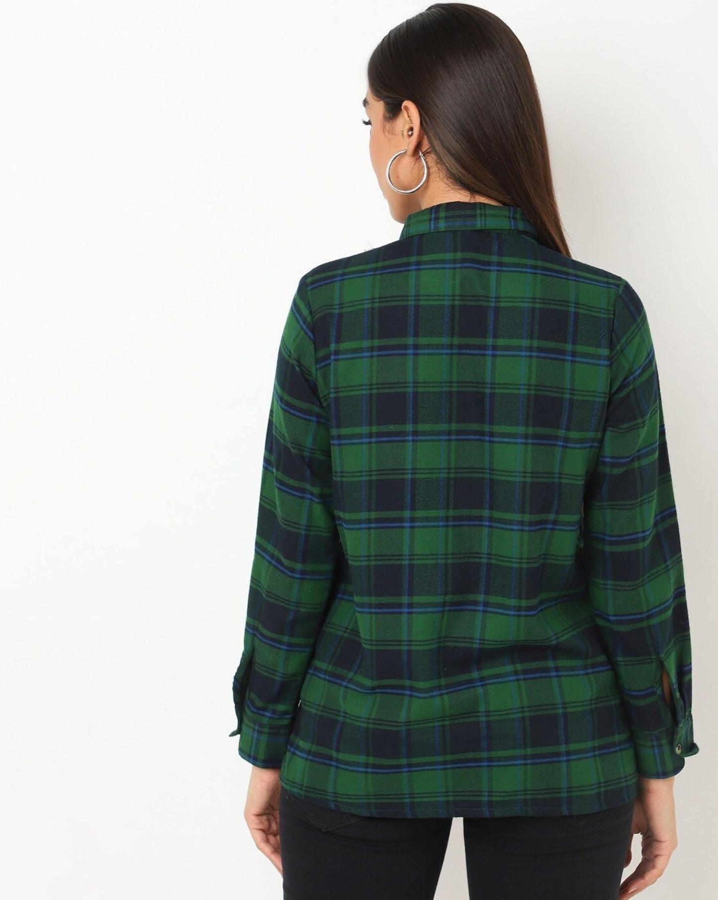 Checked Shirt with Spread Collar