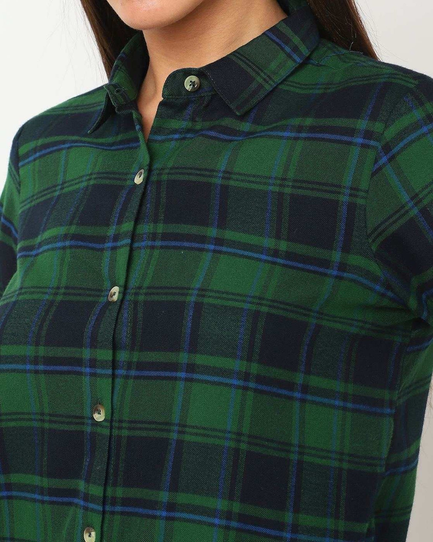 Checked Shirt with Spread Collar