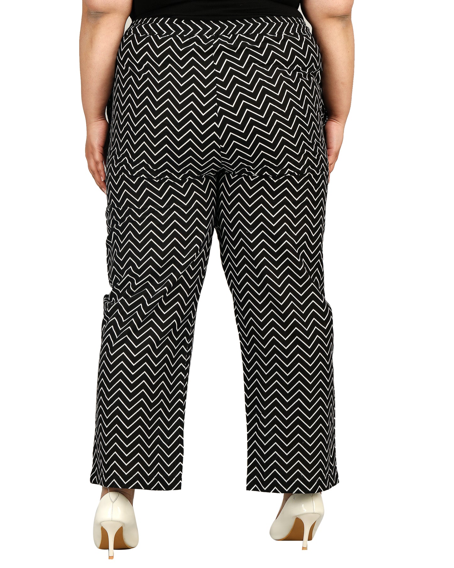 Chevron Print Palazzo Pants with Insert Pockets