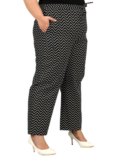 Chevron Print Palazzo Pants with Insert Pockets