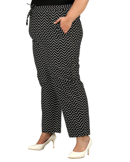 Chevron Print Palazzo Pants with Insert Pockets