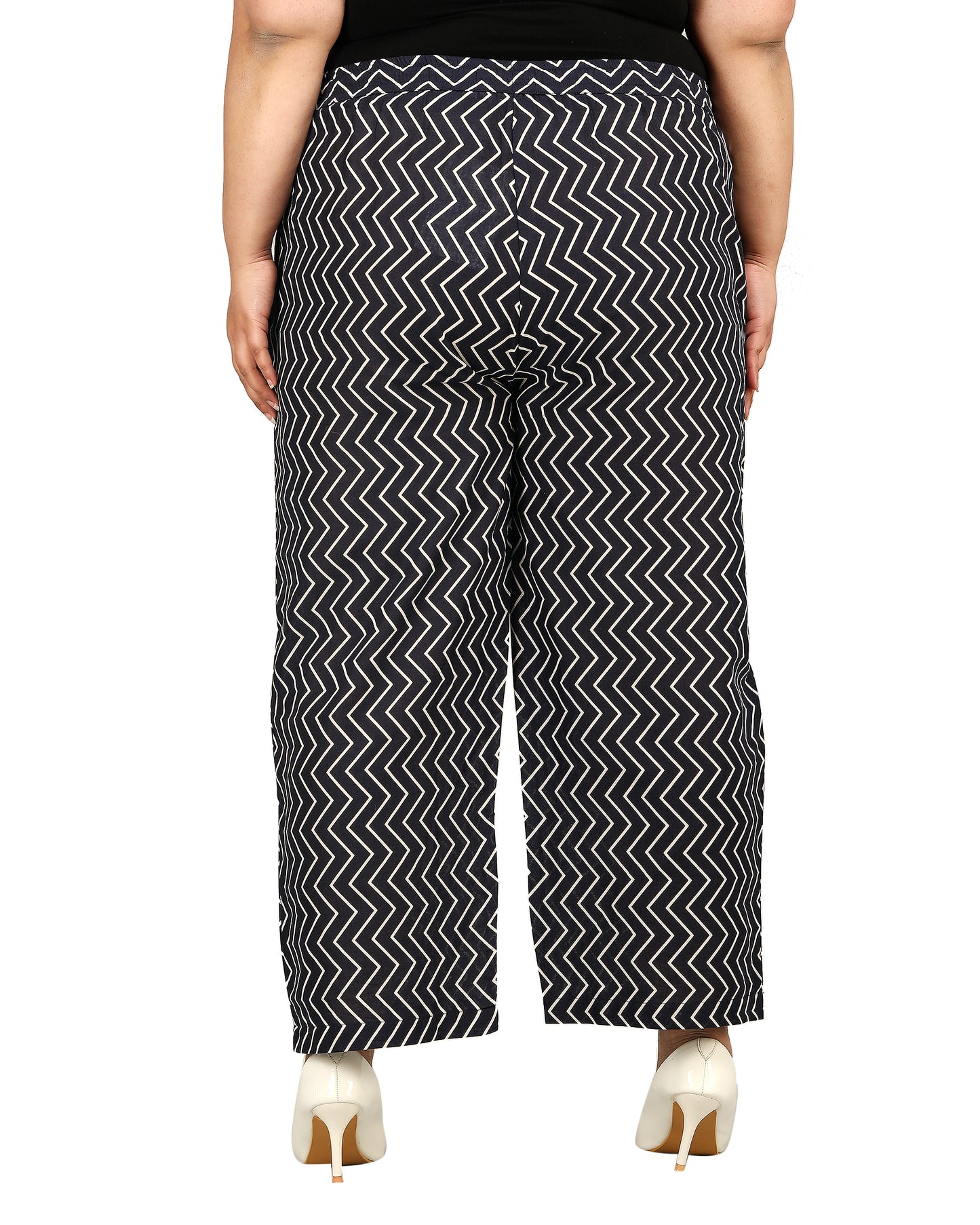 Chevron Print Palazzo Pants with Insert Pockets