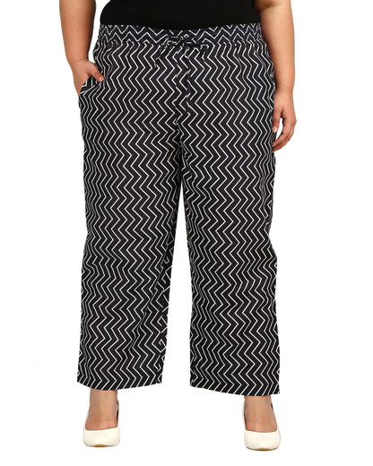 Chevron Print Palazzo Pants with Insert Pockets