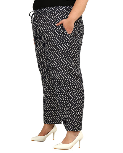 Chevron Print Palazzo Pants with Insert Pockets