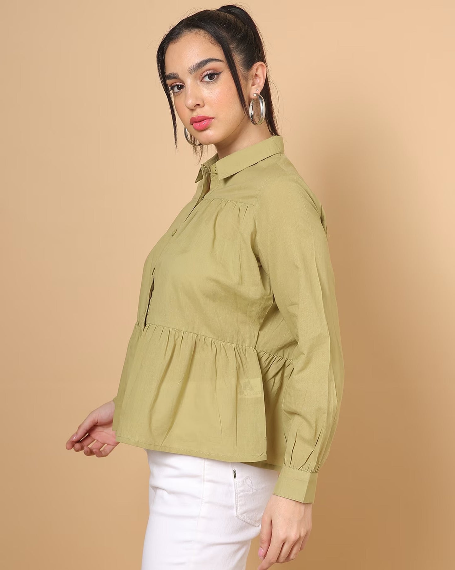 Cotton Tiered Shirt