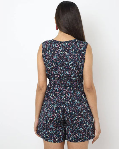 Floral Print Playsuit with Insert Pockets