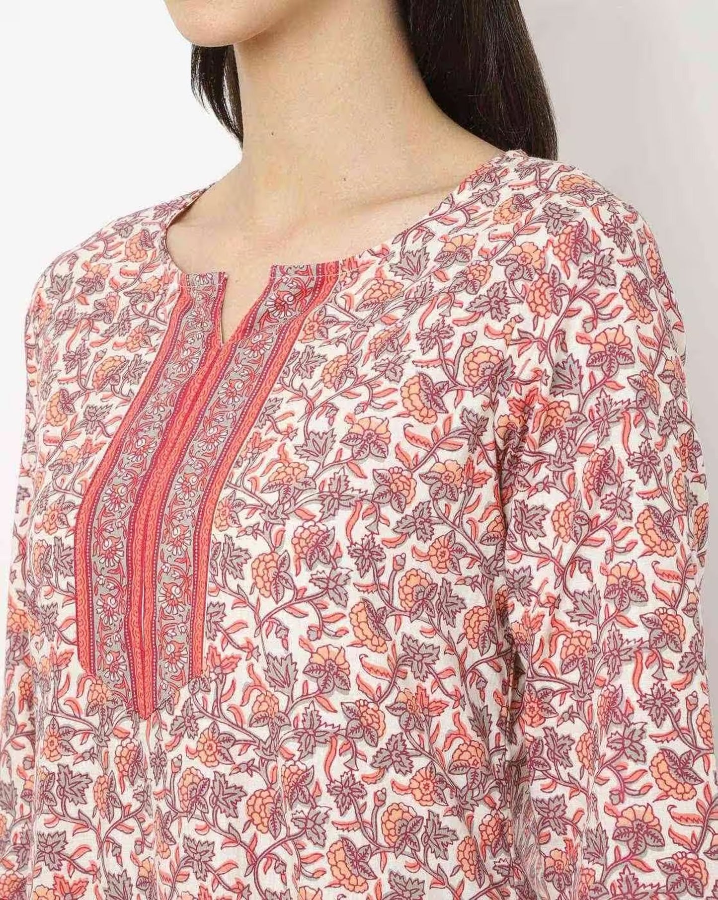 Floral Print Straight Kurta