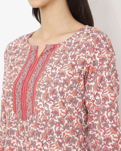 Floral Print Straight Kurta