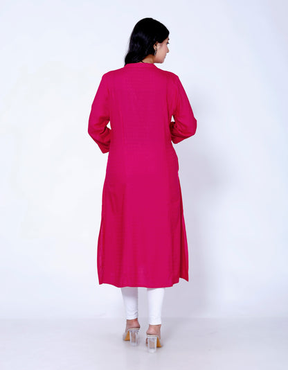 Sakura Women's Pink Liva Viscose Rayon Dobby Kurta