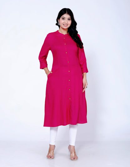 Sakura Women's Pink Liva Viscose Rayon Dobby Kurta