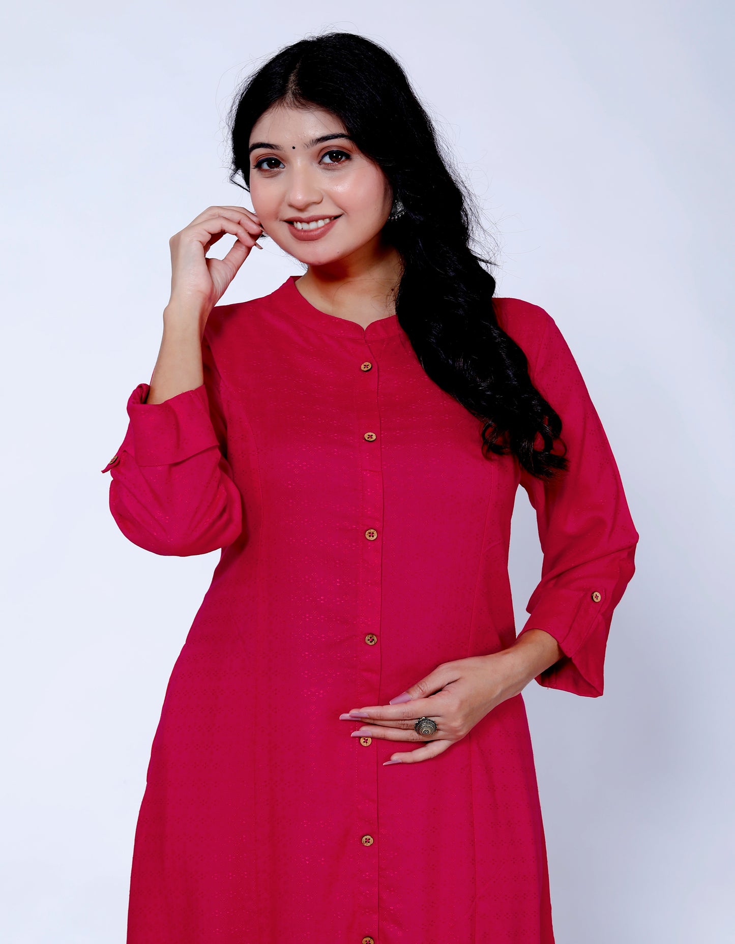 Sakura Women's Pink Liva Viscose Rayon Dobby Kurta