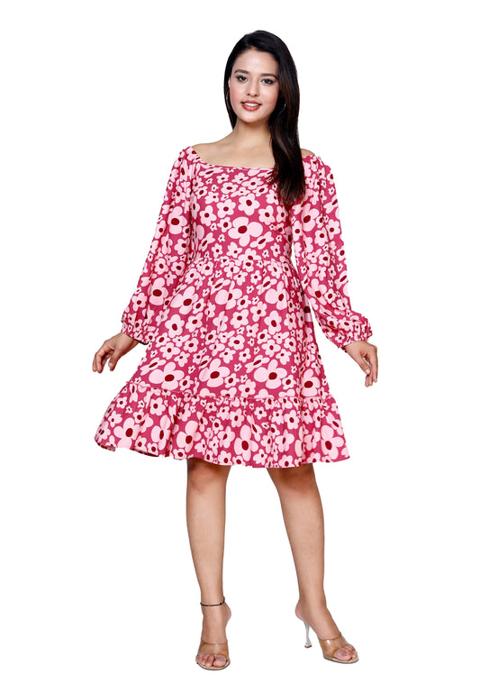 Floral Print Pink Dress - Sakura Collection