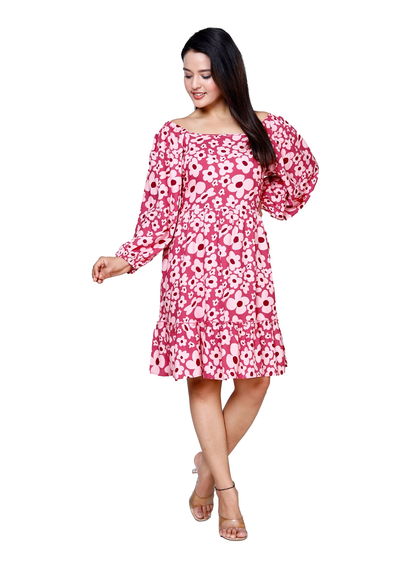 Floral Print Pink Dress - Sakura Collection