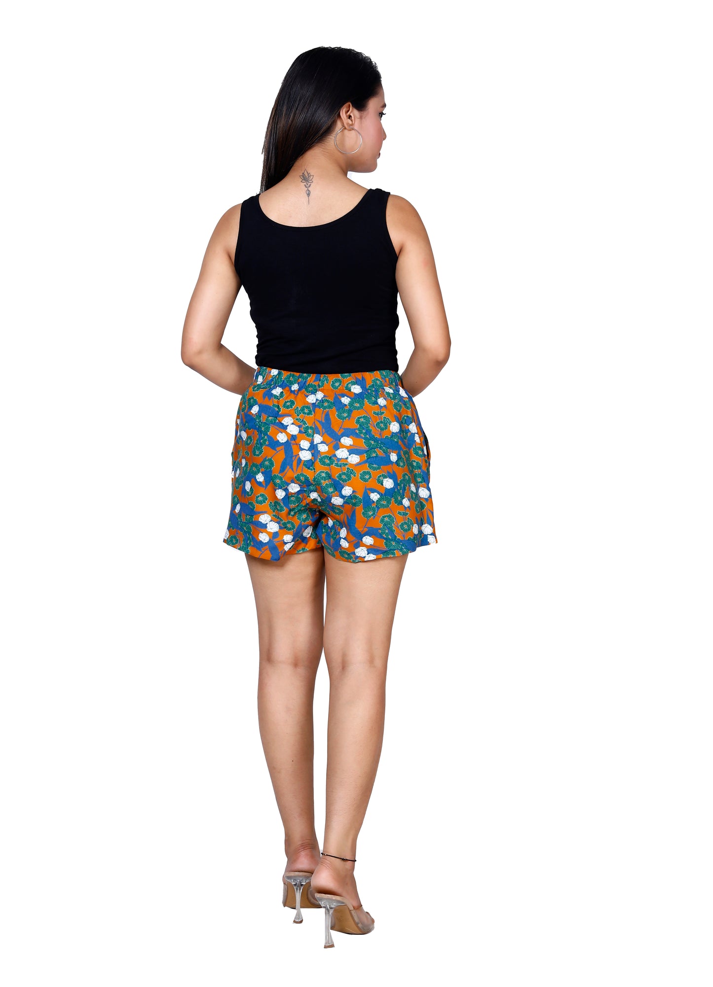 Sakura Multi-Colored Floral Print Elasticated Shorts