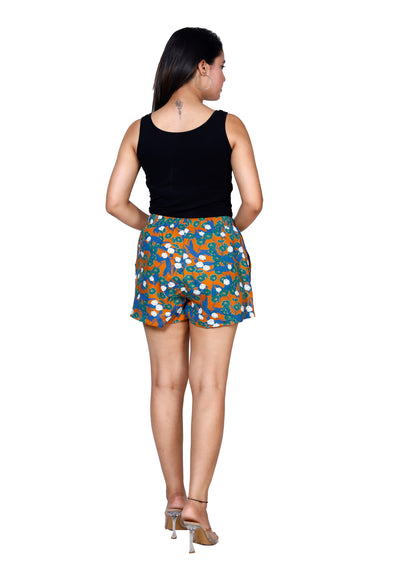 Sakura Multi-Colored Floral Print Elasticated Shorts