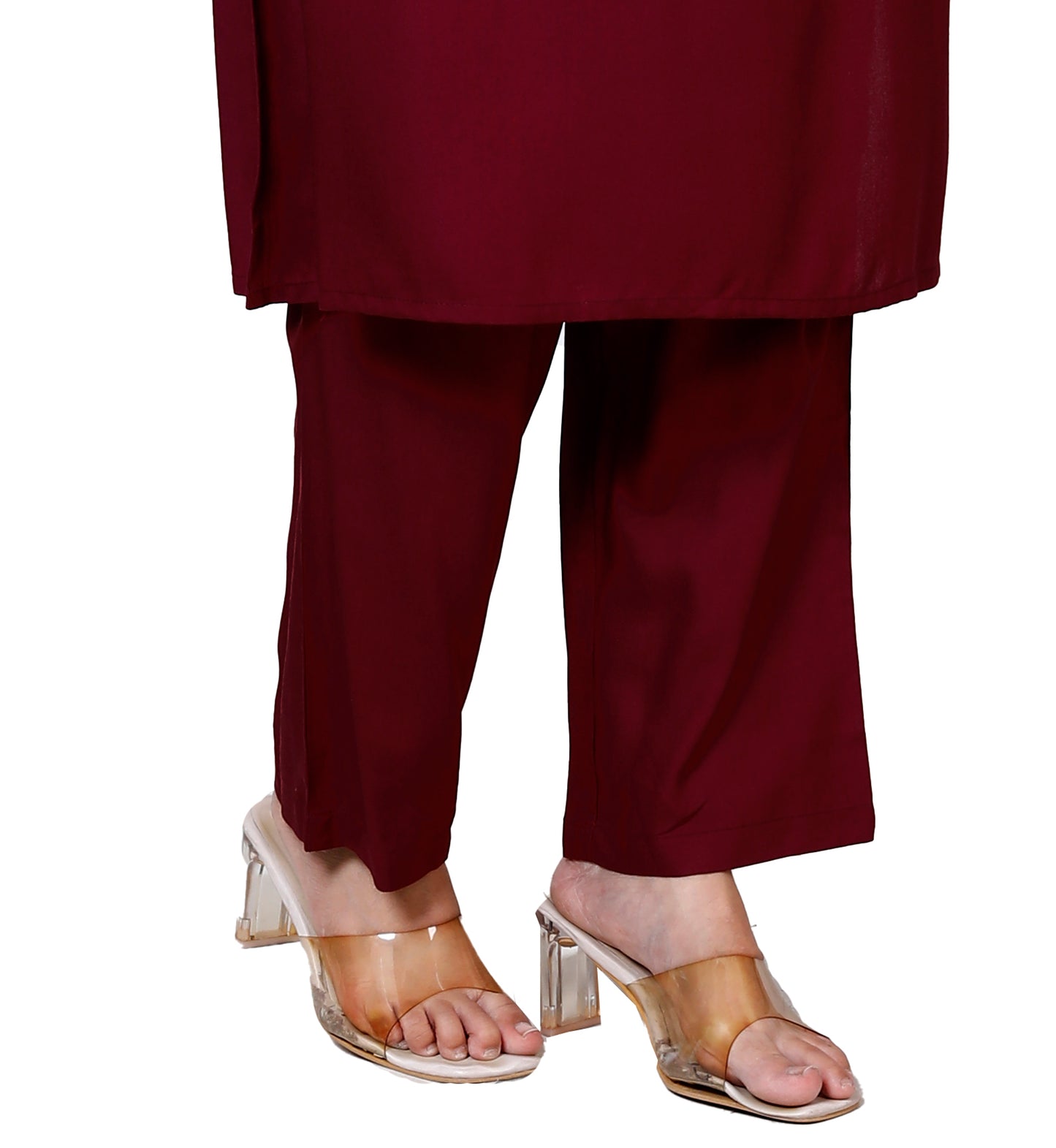 Wine Sleeveless Embroidered Kurta with Bottom Set - Sakura