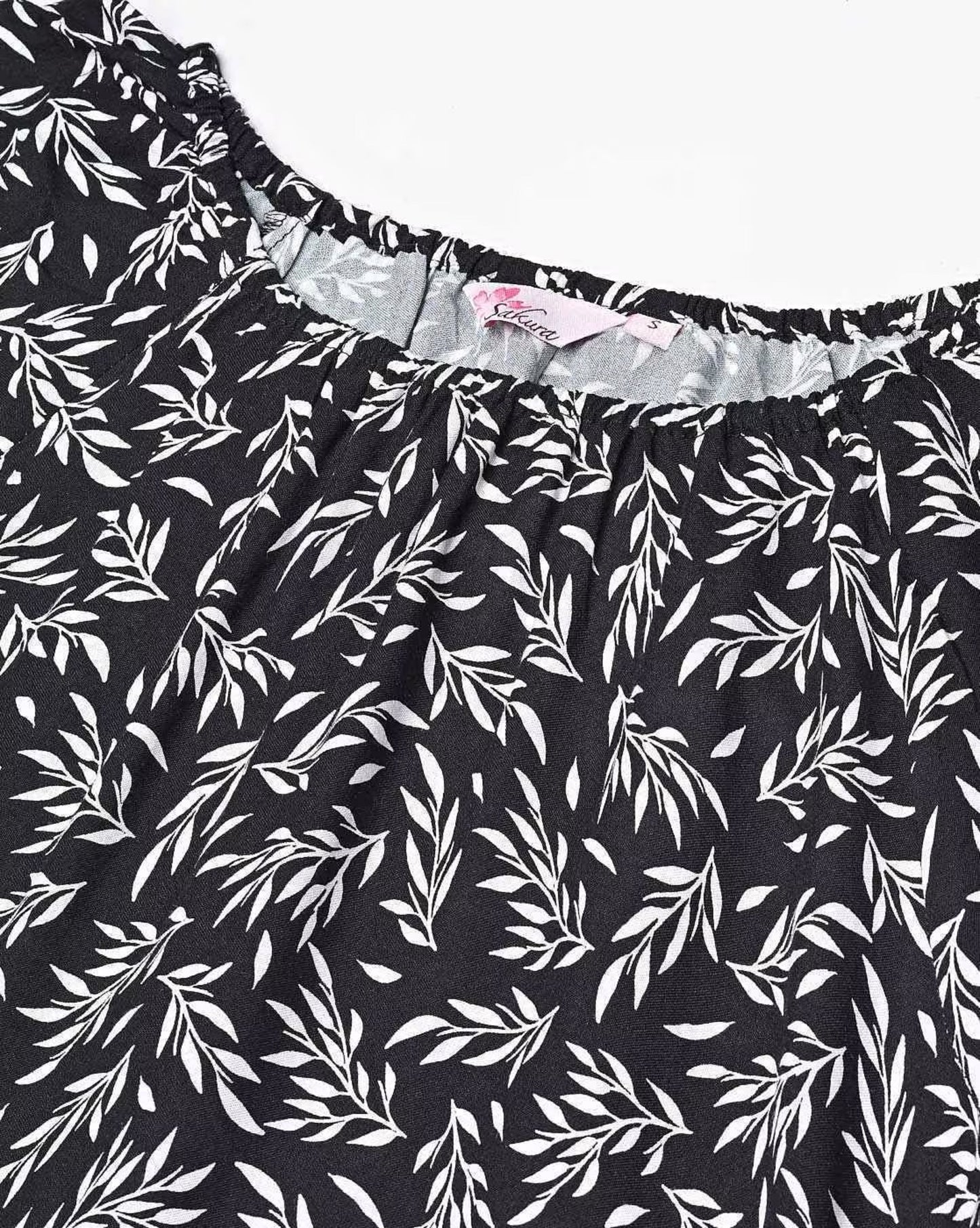 Leaf Print A-Line Dress