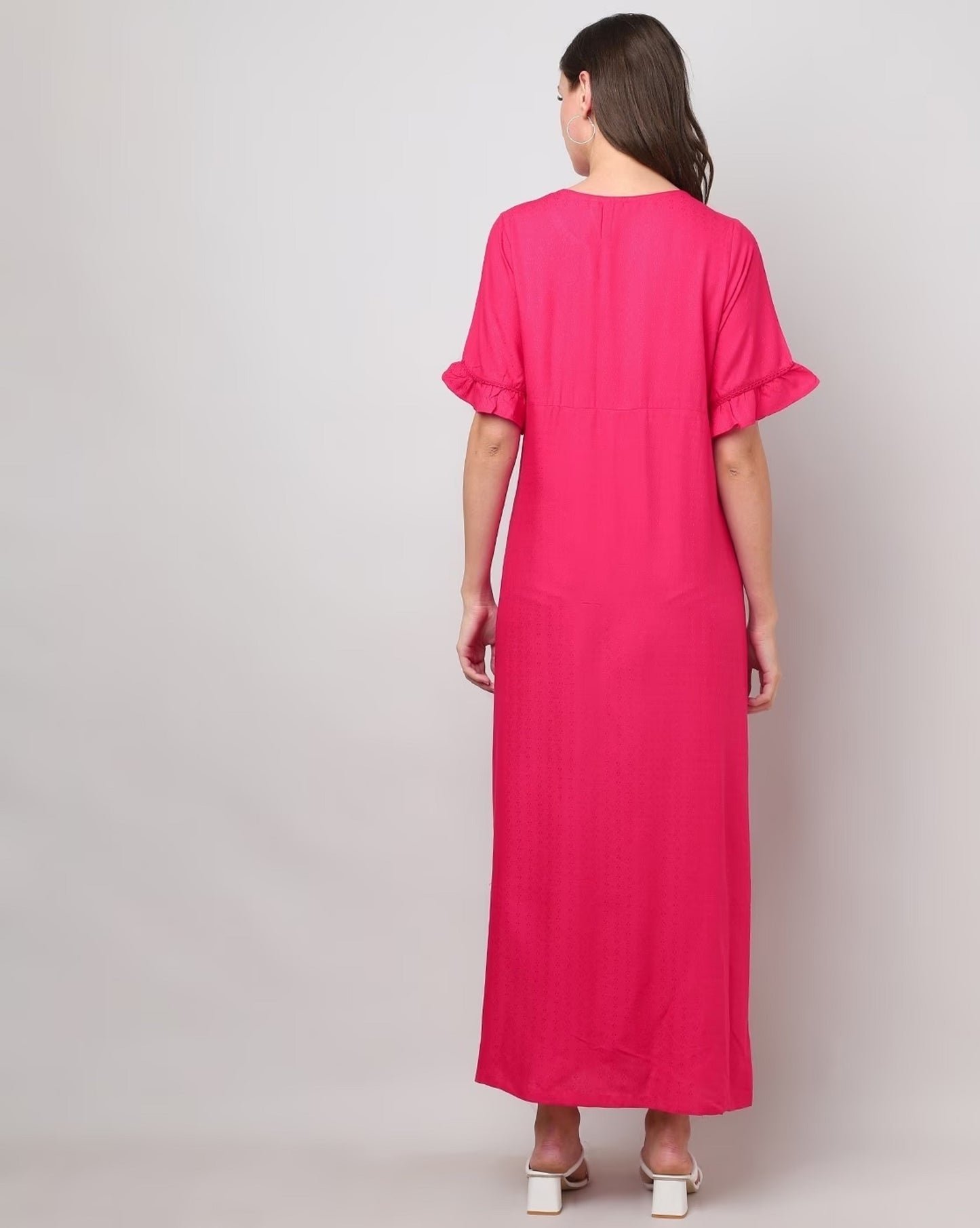 Nightgown with Tie-Up Neckline