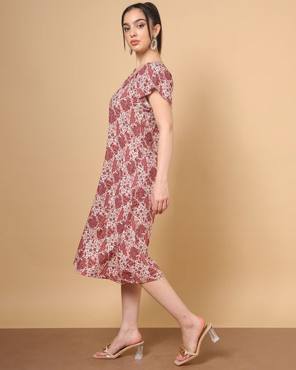 Paisley Print Round-Neck Dress