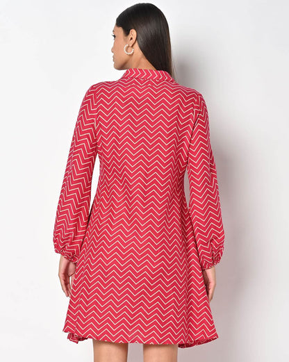 Chevron Print Shirt Dress