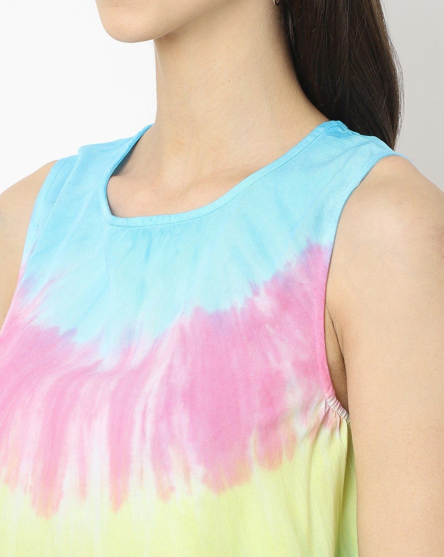 Tie & Dye Round-Neck A-Line Dress