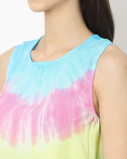 Tie & Dye Round-Neck A-Line Dress