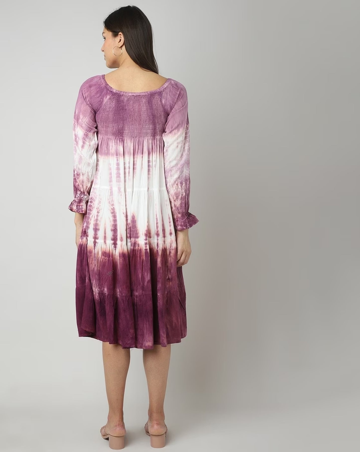 Tie & Dye Round-Neck Flared Dress