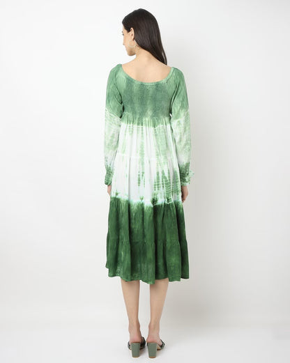 Tie & Dye Round-Neck Flared Dress