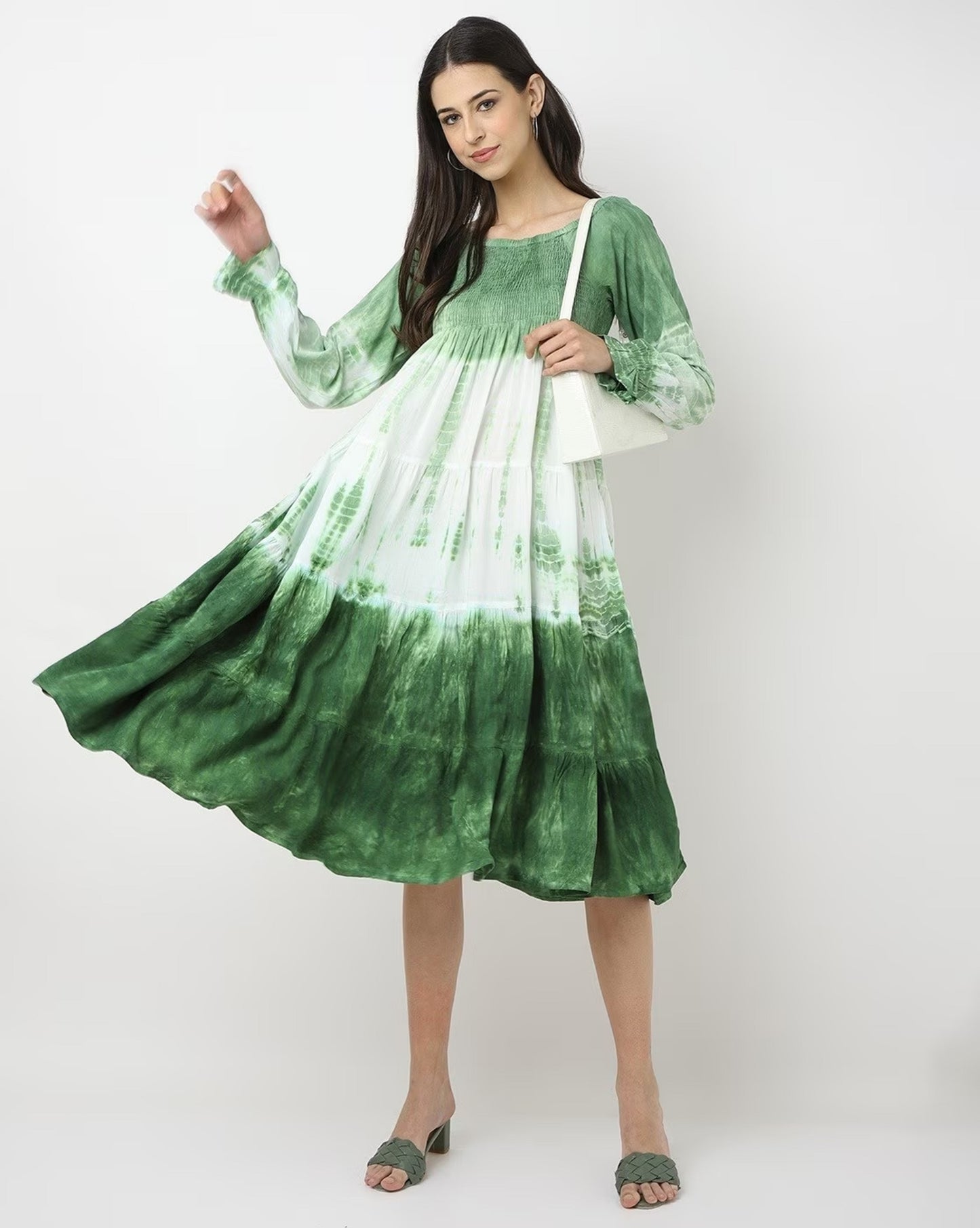 Tie & Dye Round-Neck Flared Dress