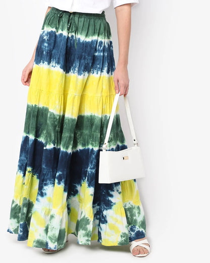 Tie & Dye Tiered Maxi skirt