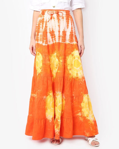 Tie & Dye Tiered Maxi skirt