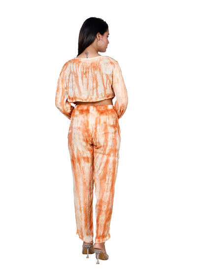 Sakura Peach Tie-Dye Button-Down Co-ords Two-Piece Set