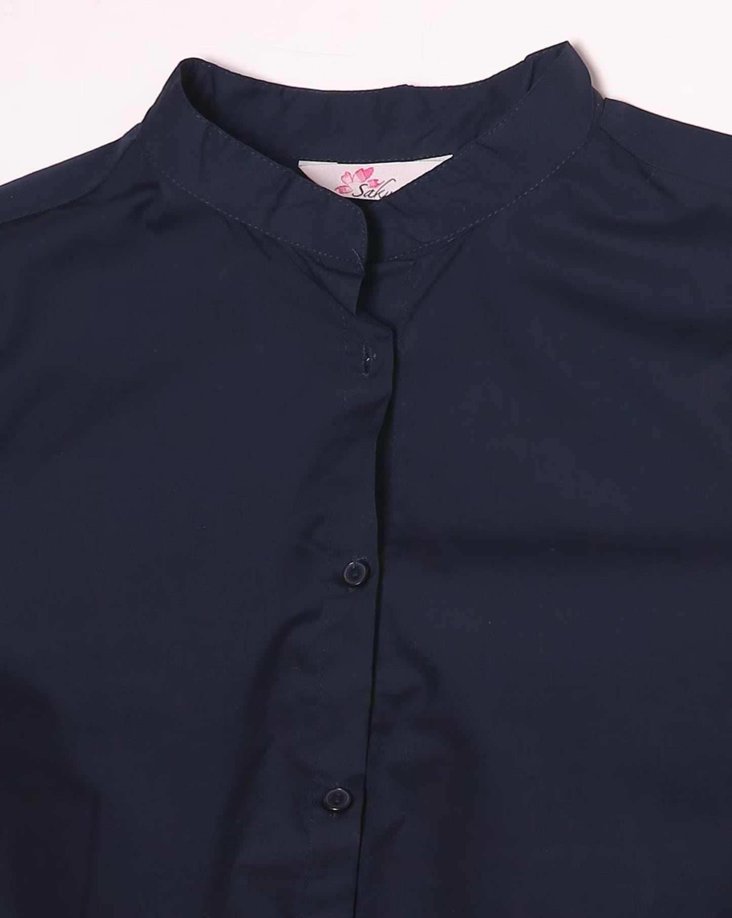 Cotton Shirt with Mandarin Collar