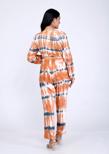 Sakura Rust Tie-Dye Button-Down Co-ords Two-Piece Set