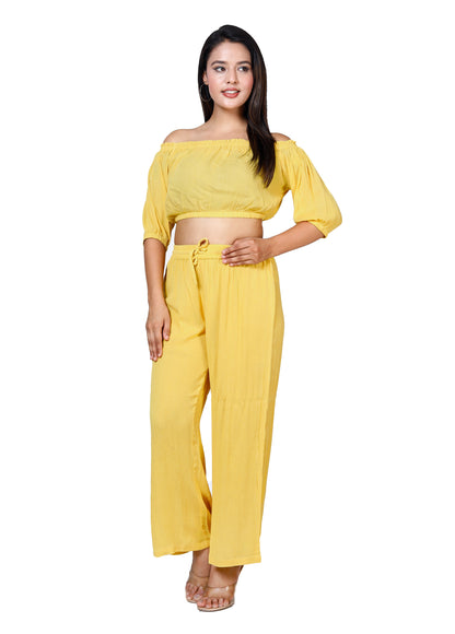 Sakura Yellow Off-Shoulder Co-ords Two-Piece Set