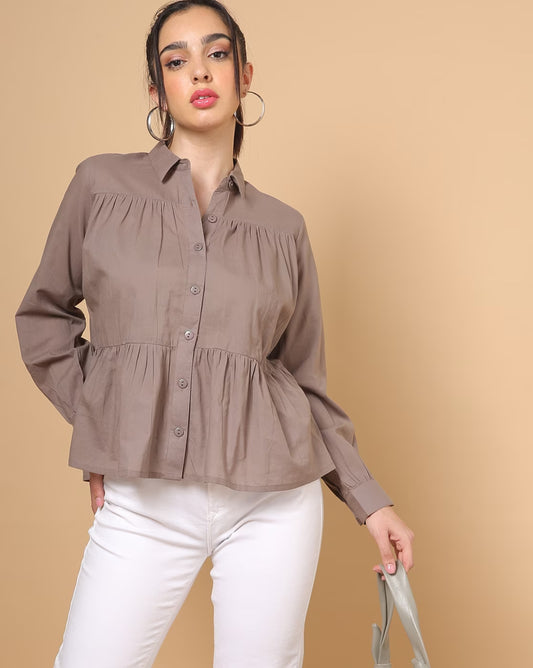 Shirt Top with Flared Hem
