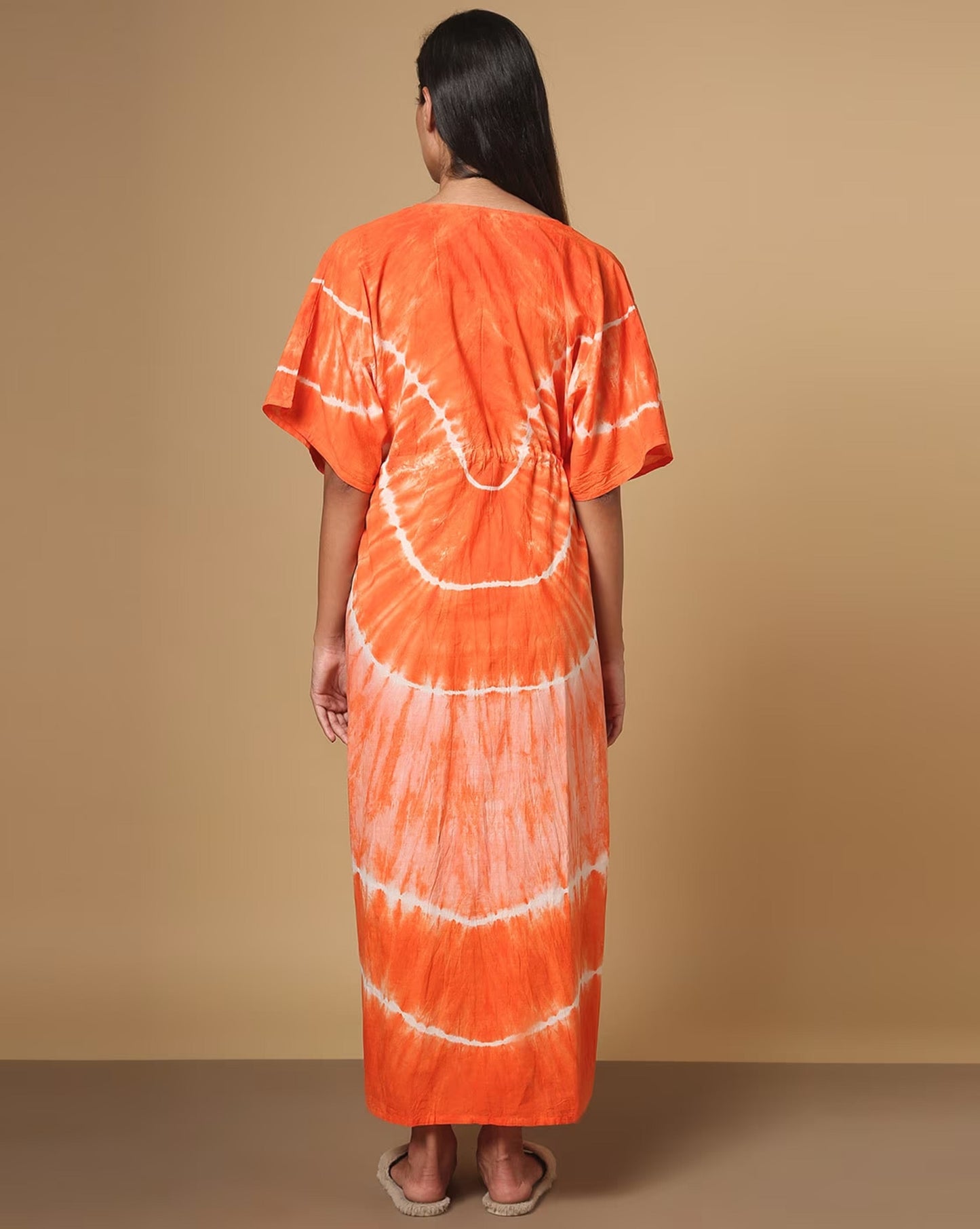 Tie & Dye Kaftan Dress with Drawstring