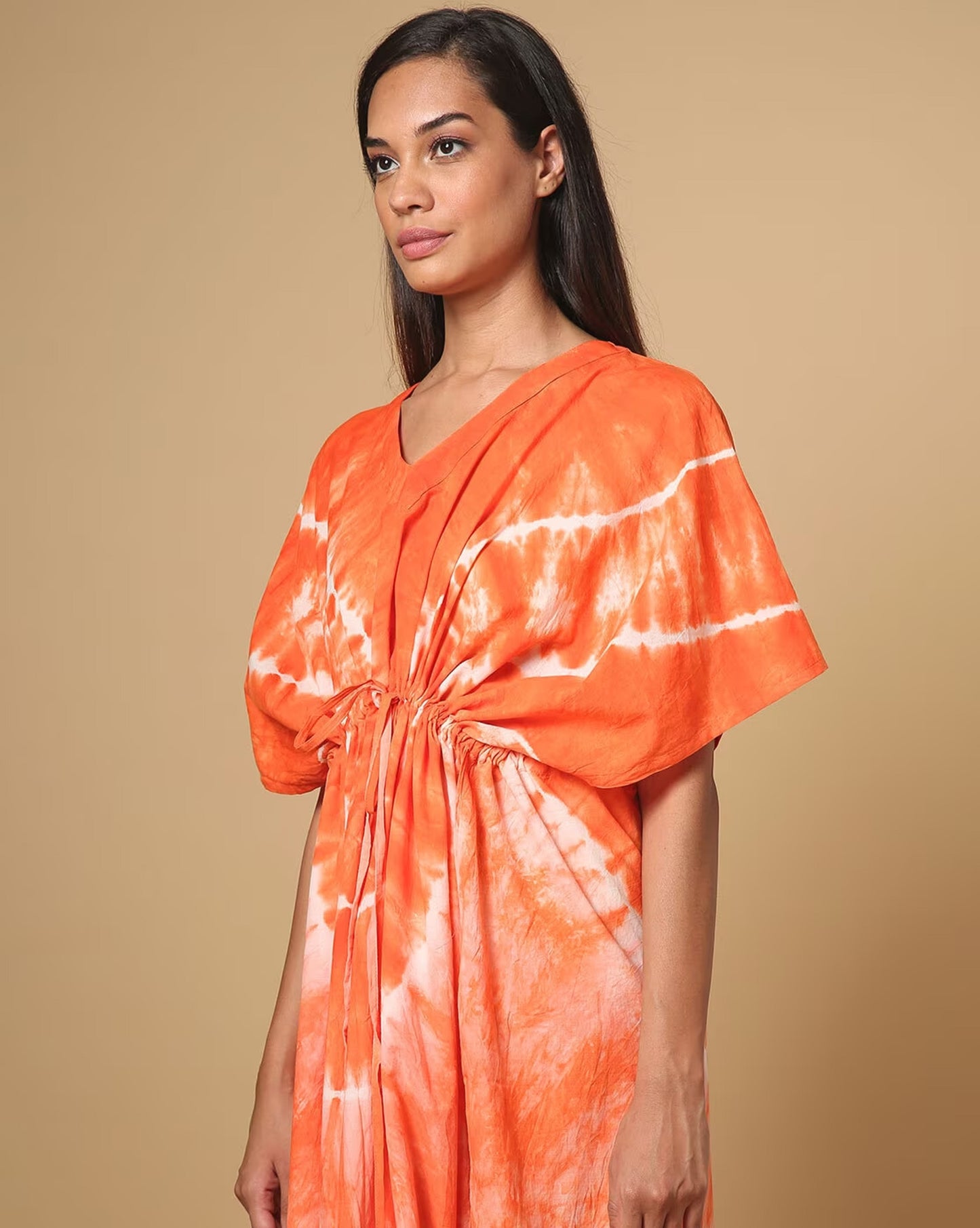 Tie & Dye Kaftan Dress with Drawstring