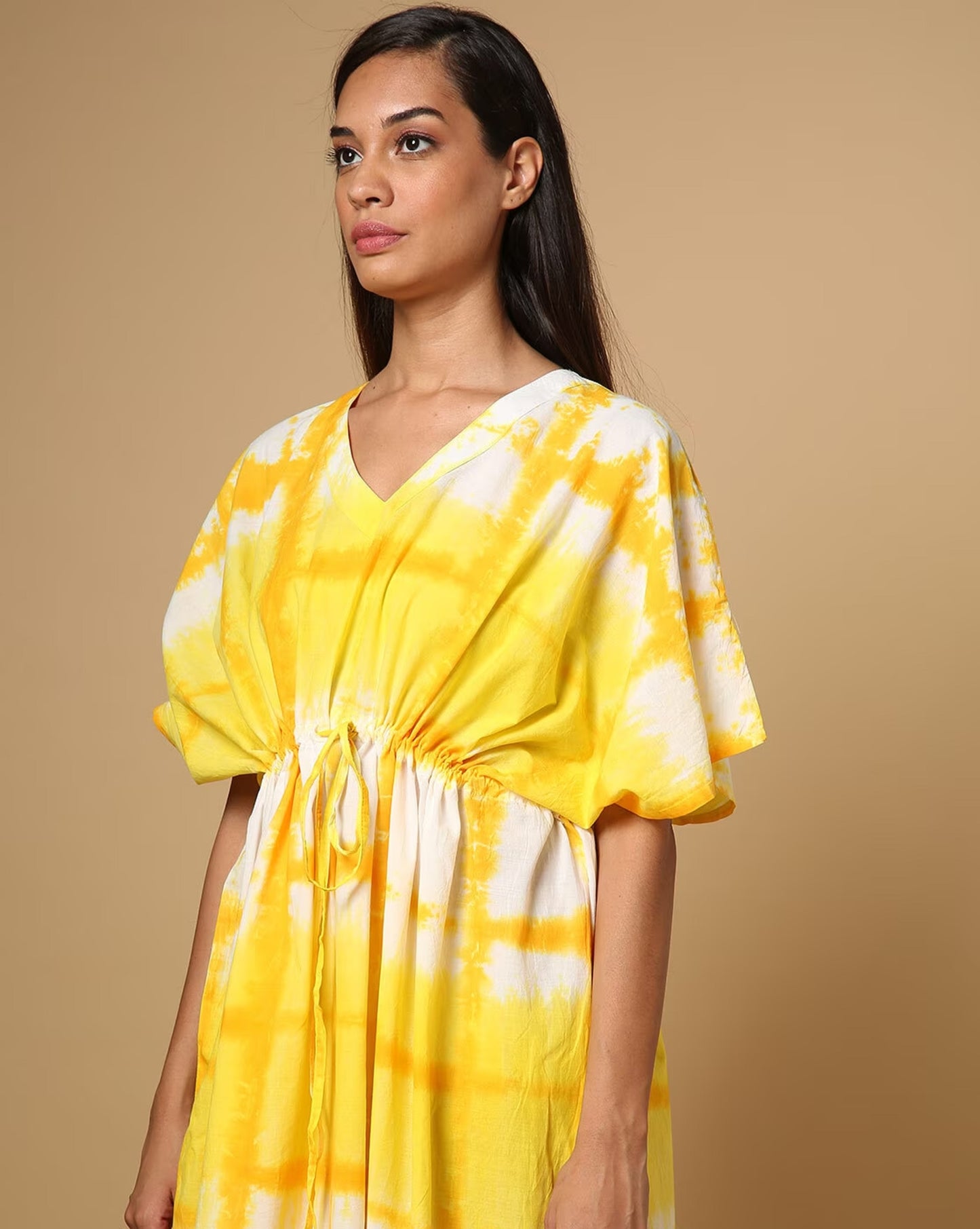 Tie & Dye Kaftan Dress with Drawstring