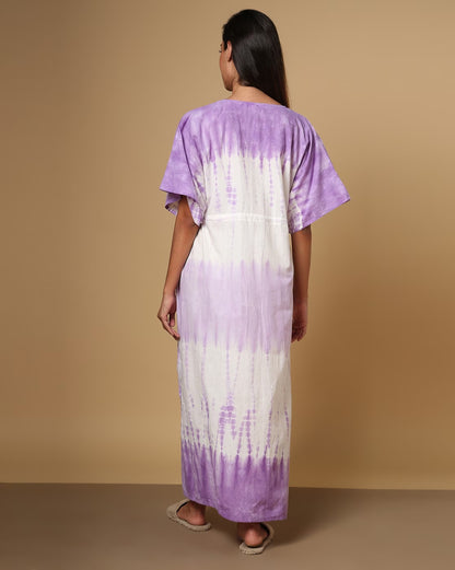 Tie & Dye Kaftan Dress with Drawstring