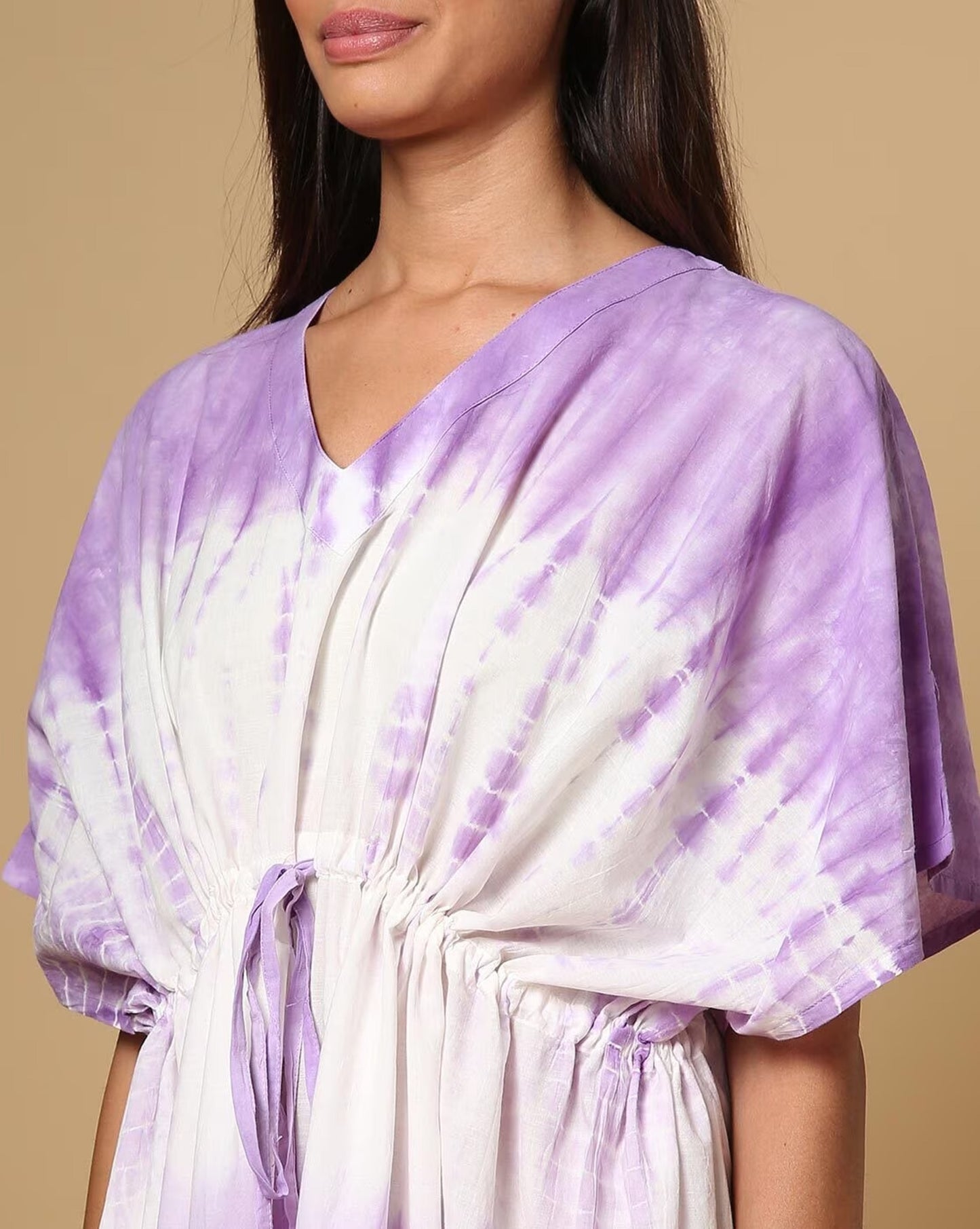 Tie & Dye Kaftan Dress with Drawstring