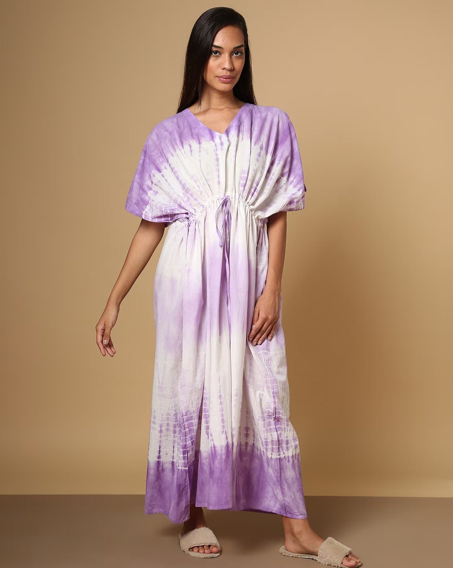 Tie & Dye Kaftan Dress with Drawstring