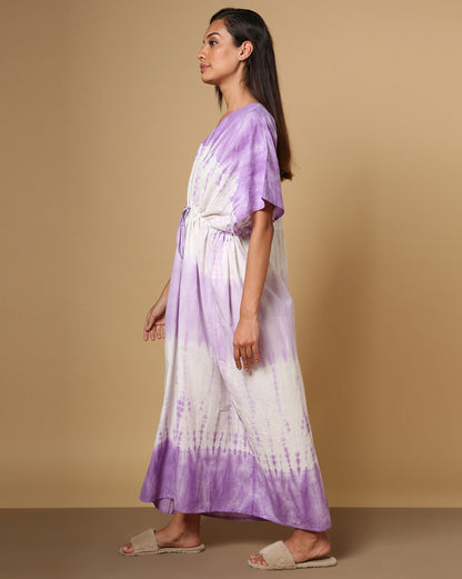 Tie & Dye Kaftan Dress with Drawstring