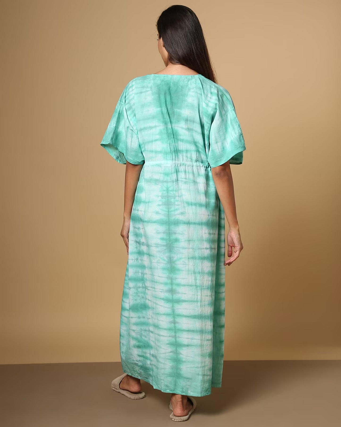 Tie & Dye Kaftan Dress with Drawstring